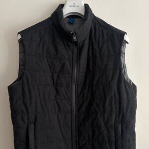 $450 Saks Fifth Avenue Quilted Zip Charcoal Grey Wool Nylon Vest - 42/ Large-XL